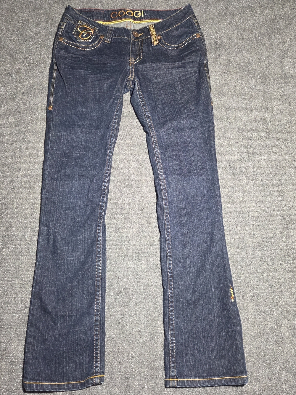 COOGI Jeans Womens Size 7 Embroidered Logo Dark Wash Denim Bootcut Y2K Stretch